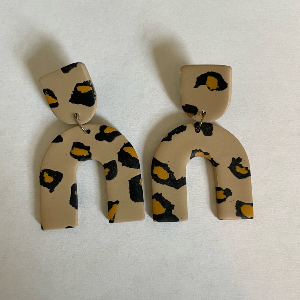 Clay Cheetah Print Earrings